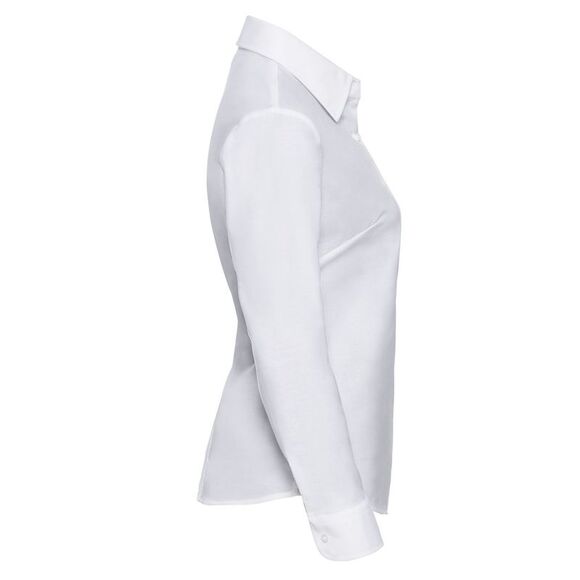 Russell Collection Womens/Ladies Oxford Easy-Care Long-Sleeved Shirt / White - Picture 2 of 3